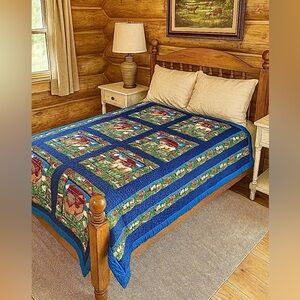 Rare Artisan FARMHOUSE quilted blanket country prairie colonial equestrian vibe